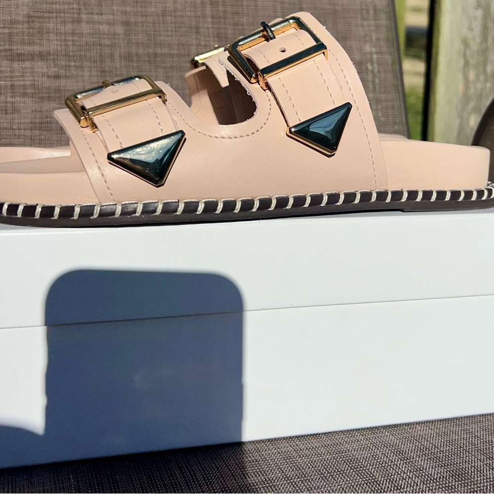 Schutz Beige Double Buckle Sandals - Picture 6 of 8